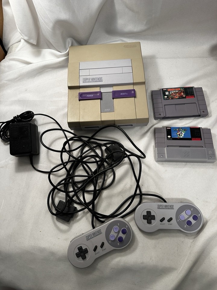 A tested, complete SNES bundle with two controllers and two games — the Super Nintendo is still peak retro cool and this is actually ready to play out of the box.