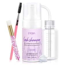EMEDA Lash Shampoo Kit - 3.38 fl.oz / 100ml Gentle Foam Lash Cleanser, Oil-Fr...