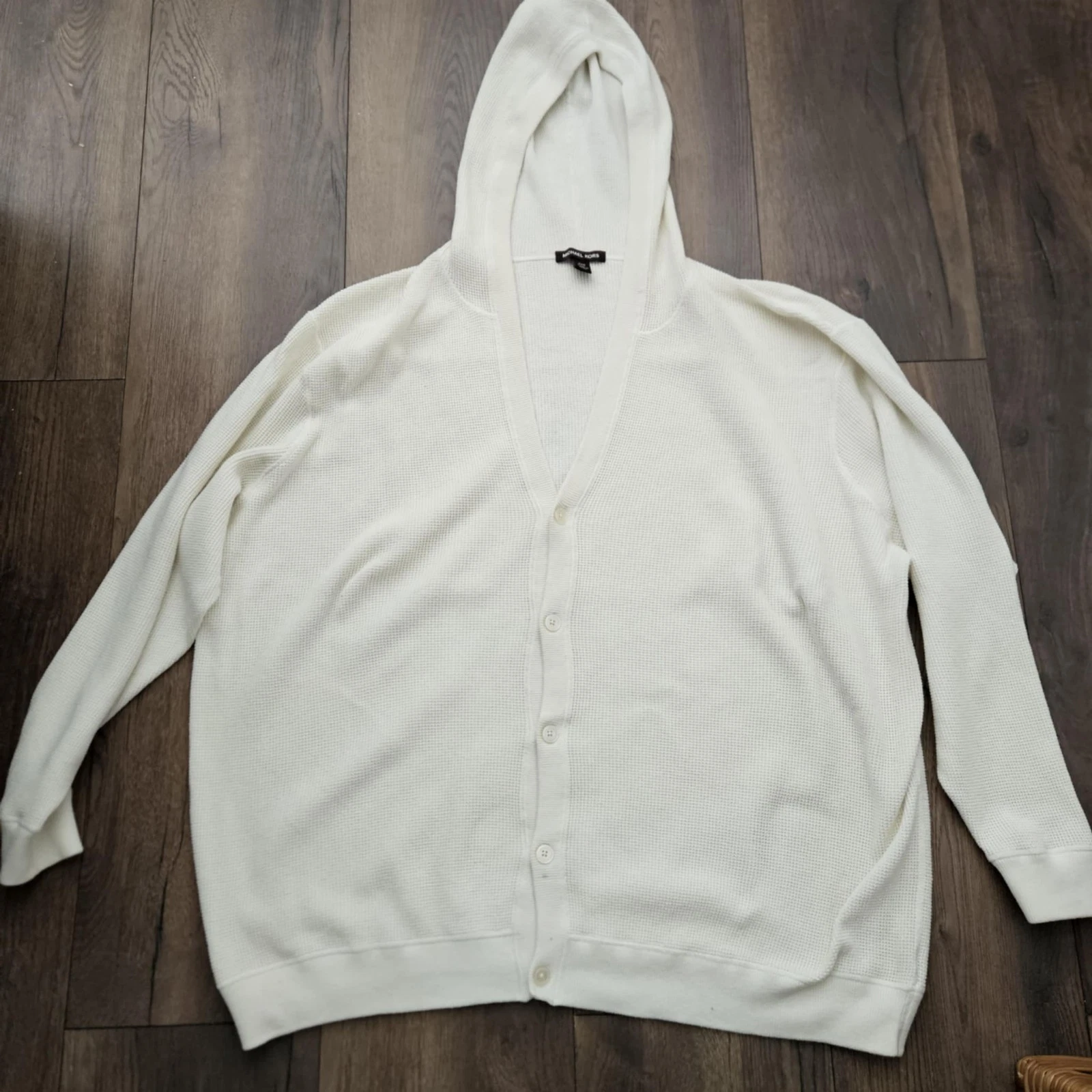 Cardigan Michael Kors uomo beige cotone pesante con cappuccio XXXL 3XB