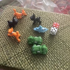 Monopoly Jr Tokens Lot of 7 Ship Dog Cat Car + Dice Pieces Parts EUC