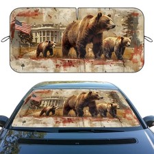 Car Windshield Sunshades Wildlife Animals White House 59"L x 31.5"W Brown Bears