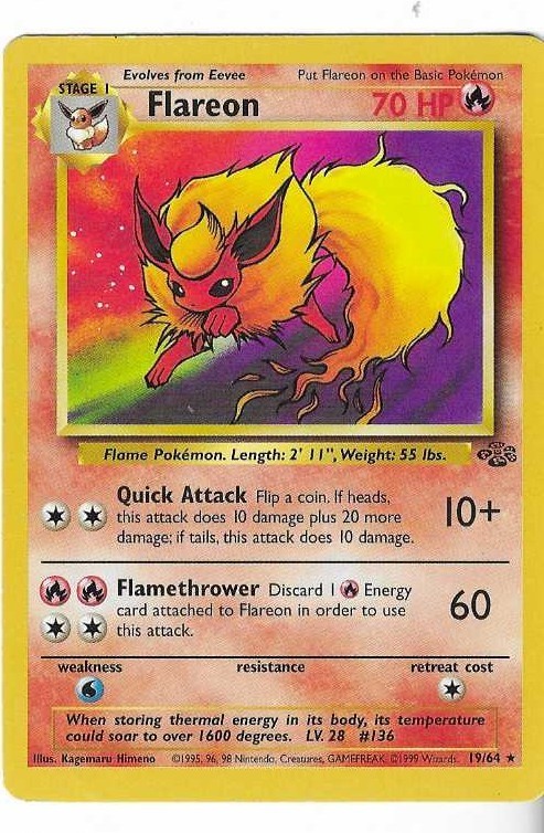 POKEMON  - FLAREON -  JUNGLE 19/64   1999 NM