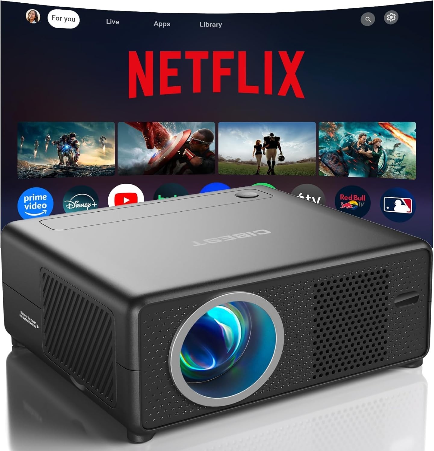 CiBest Mini Projector with WiFi & Bluetooth Short Throw Full HD 1080P - Portable-image
