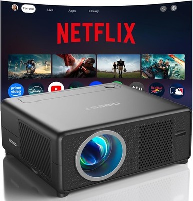 CiBest Mini Projector with WiFi & Bluetooth Short Throw Full HD 1080P - Portable