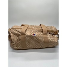 Champion Duffle Bag Beige Allover Print Logo Gym Travel Carry On