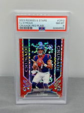 💥2023 PANINI ROOKIES & STARS CRUSADE RED PLAID #CR12 CJ STROUD ROOKIE RC PSA 8!