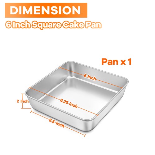 6 Zoll Edelstahl Quadrat Kuchenform Mini Quadrat Backform für Kuchen Brownie - Bild 7 von 7