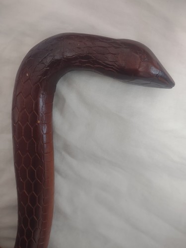 Snake Head Handle Hand Carved Walking Cane Wooden Walking Stick Handmade 37.5" - Picture 2 of 24