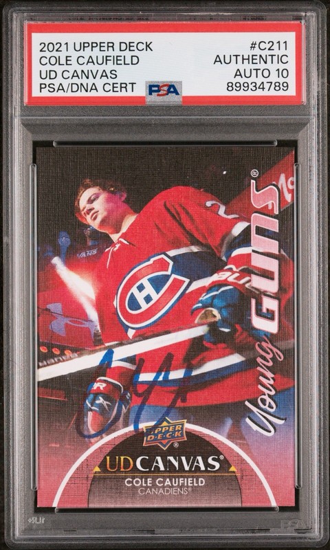 Cole Caufield Signed 2021 Upper Deck Young Guns Canvas #C211 PSA Auto 10 Low Pop