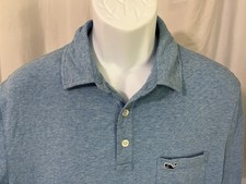 Vineyard Vines Men s Medium Edgartown Polo Shirt White Blue Striped Golf M