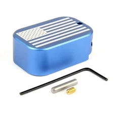 BLUE Flag Engraved Weighted  Magazine Base Pad for Glock 9mm .357 .40 .45GAP