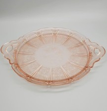 Vintage Cherry Blossom Pink Depression Glass by Jeanette Tray or Cake Plate