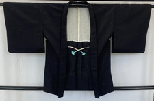 Japanese Vintage Kimono Haori Jacket Silk Black Traditional Authentic 31 in