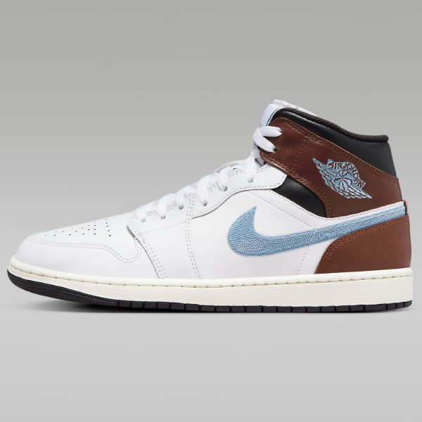 Кроссовки Nike Air Jordan 1 Mid SE Белый/сине-серый (FQ7831-142) Доставлены в кратчайшие сроки