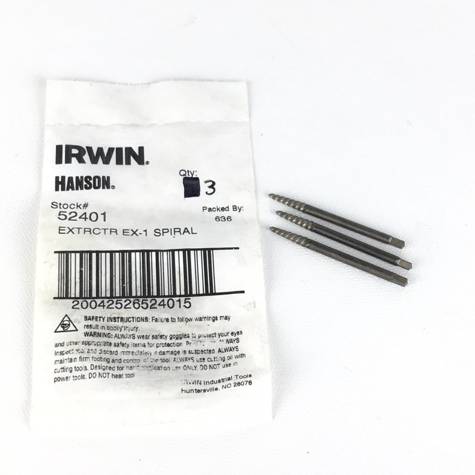 Irwin Hanson Heavy Duty Screw Extractor Easy Out 5/32 7/32" 52401 USA