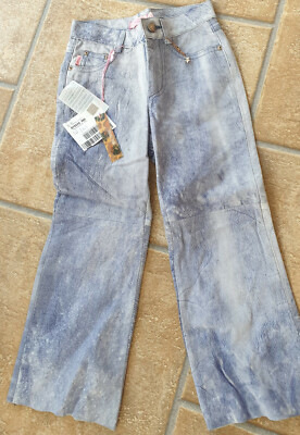 ROBERTO CAVALLI ANGELS MÄDCHEN NEU MIT ETIKETT KUNSTLEDER/WILDLEDER HOSE ALTER 4 