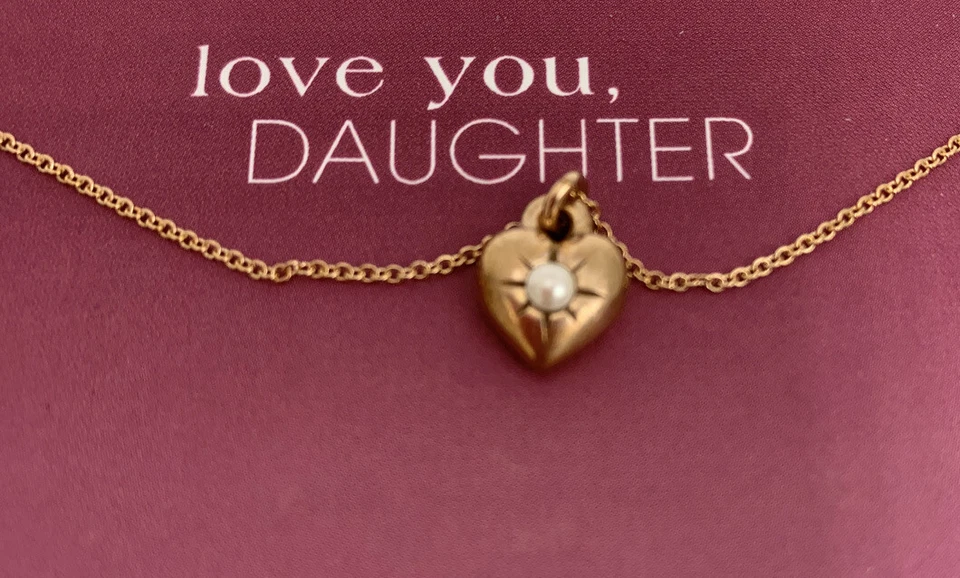 $68 DOGGEARED love you daughter heart rose gold14k gold DIPPED 18” Necklace G7 - Image 2 of 4
