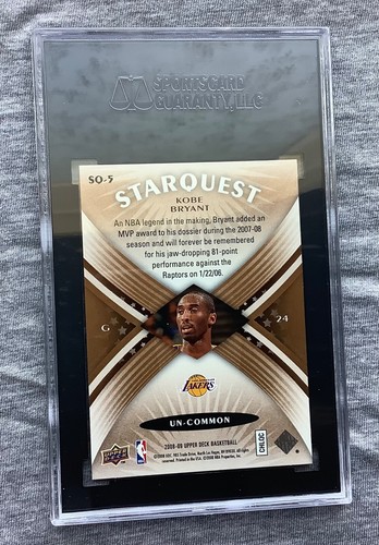 KOBE BRANT RARE UPPER DECK STARQUEST #SQ-5 INVESTMENT SSP LAKERS HOF SGC 9.5 - Picture 4 of 4