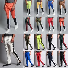 Victorious Men's Slim Fit Color Blocked Sports Workout Techno Track Pants. S 5XL