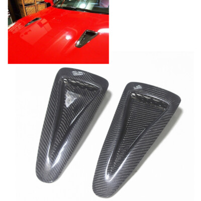 2X Carbon Fiber Exterior Hood Scoop Vent Black For 2008-2020 Nissan R35 GTR US G