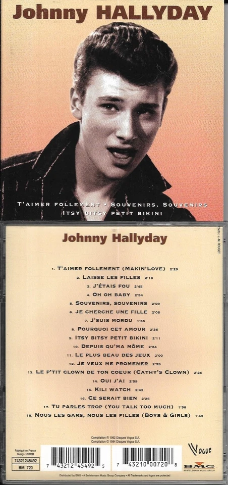 CD 18 TITRES JOHNNY HALLYDAY BEST OF 1992 CRISTAL COLLECTION DISQUES VOGUE S.A. - Photo 1/1