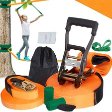 Uimoso 60ft Complete Slackline Kit W/Training Line Backyard Slack Line for Kid