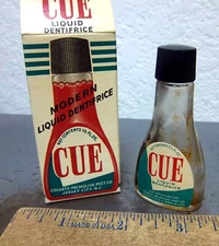 Vintage 1940s NOS CUE Liquid Dentifrice Bottle & box, Colgate Palmolive & peet 