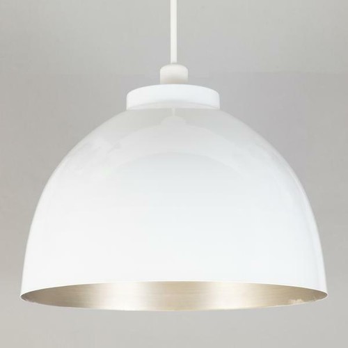Lampe à Suspension Plafonnier Blanc Nickel Rond Métal Lampe - Picture 4 of 7
