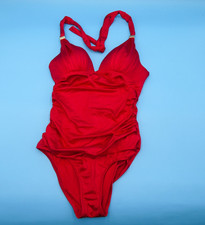 Victorias Secret Small Red Ruffle One Piece Halter Padded Swimsuit Beach Women