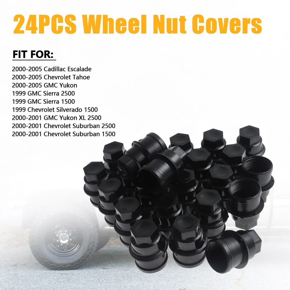 Conjunto de 24 tampas de porca de pneu de carro M27-2.0 hexagonais para 2000-2001 GMC Yukon XL 2500 - Imagem 3 de 4