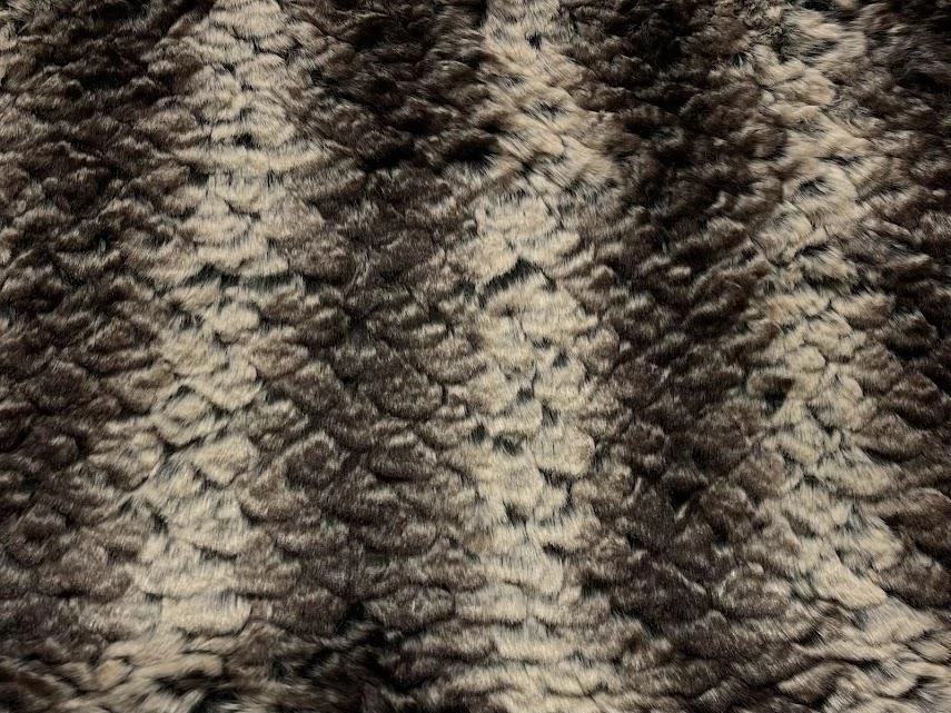 Material de tela de piel sintética súper lujoso HI LO MARRÓN OSCURO Y CREMA CHINCHILA Foto 2 de 4