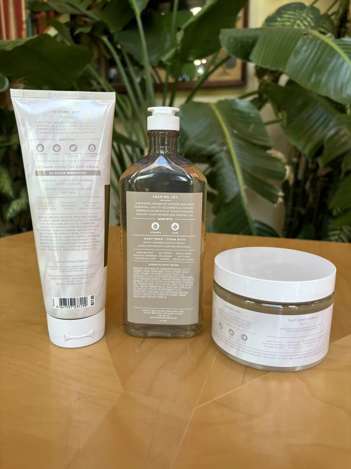 Bath & Body Works INSPIRE JOY JUNIPER SAGE Salt Body Scrub Lotion Body Wash New - Image 2 of 2