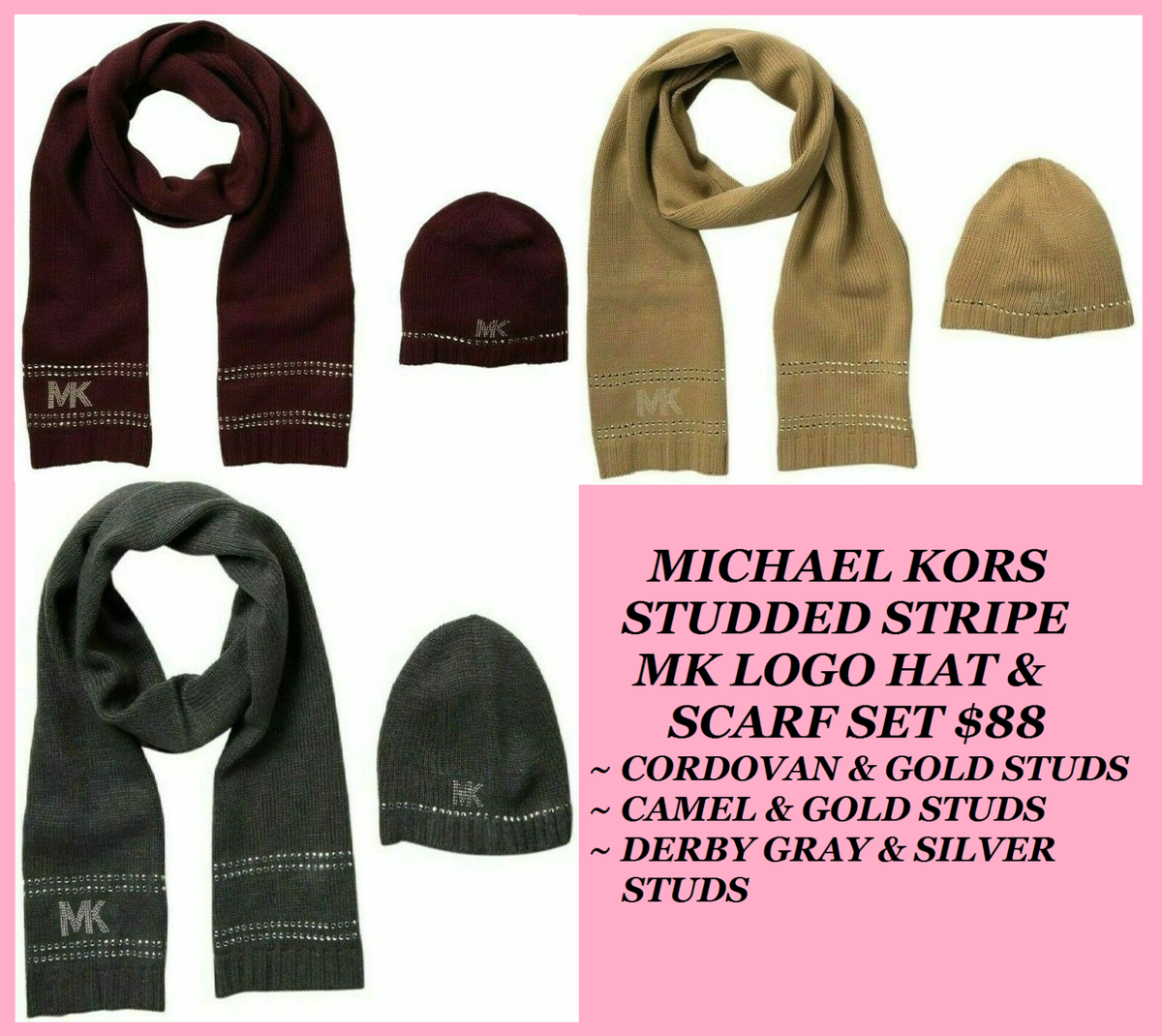 NWT Michael Kors – Studded MK Hat & Scarf Set Michael Kors Scarf and Hat Set (NWT) – Lux Second Chance main image 2