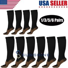  1/3/5 Pairs Compression Socks 20-30mmHg Graduated Support Mens Womens S-XXL