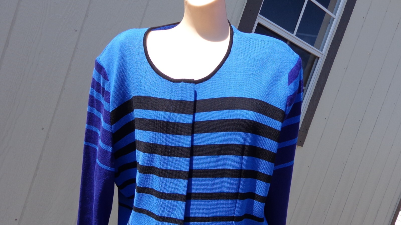 NICE Misook Multi Blue  Striped Front Zip Jacket … - image 1