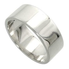 8mm Men & Women Sterling Silver Plain Flat We...