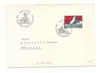 GM447 SCHWEIZ HELVETIA 1967 STAMP CERVIN STANS NO STAMPS VERSO