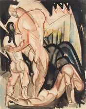 WILLIAM SOMMER : Three Figures in a Landscape : Archival  Art Print