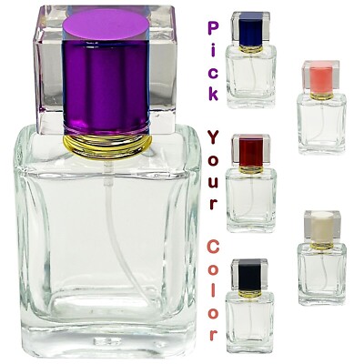 30ml 1oz clear square colors perfume glass spray bottles travel