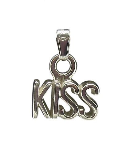 Solid Sterling Silver Pendant Kiss Hallmarked 925 Nickel Free Handmade - Picture 1 of 3