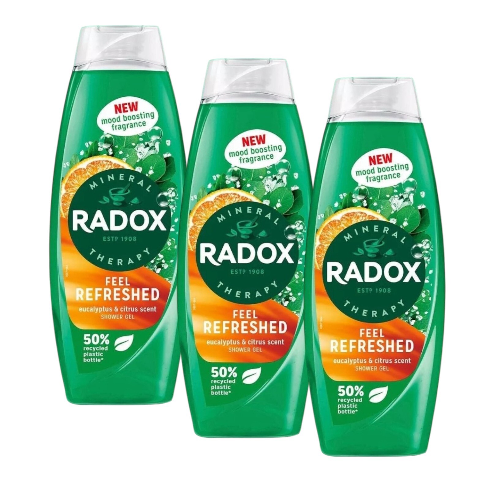 3 x 675ml Radox Feel Refreshed Shower Gel