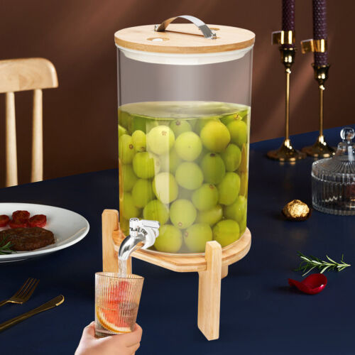 2 Gallons Glass Drink Beverage Dispenser with Spigot, Lemonade Dispenser Jar USA