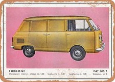 INSEGNA IN METALLO - 1962 Moretti Van Fiat 600T Pubblicità d'epoca