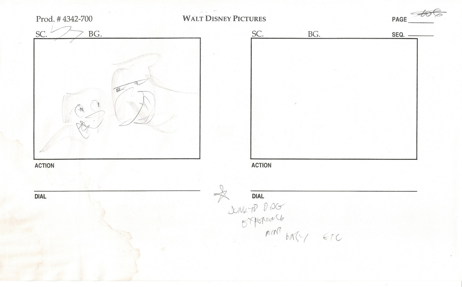 Disney Lady and the Tramp 2 Production Drawing Animators Estate 2001 SB ws3