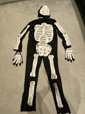 Rubie's Skeleton Costume - Black With White Bones, Includes Skull Hood, Size Medium For Halloween & Cosplay