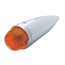 Chrome Die Cast Torpedo Cab Light W Crystal Lens 1157 Bulb - Dark Amber Chrome Die Cast Torpedo Cab Light W Crystal Lens 1157 Bulb - Dark Amber