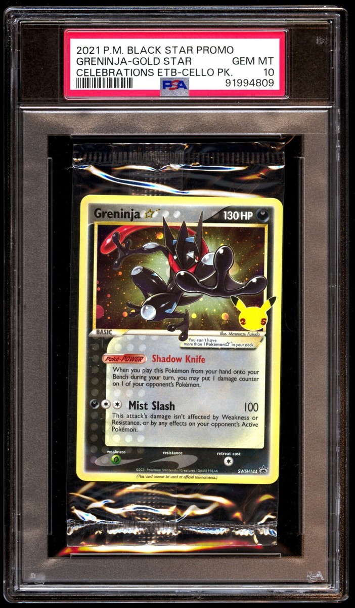 PSA 10 Gem Mint Greninja Gold Star SWSH144 Celebrations ETB PSA 10 Gem Mint Greninja Gold Star SWSH144 Celebrations ETB
