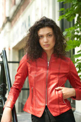 Leather jacket Ricano Abigale lamb napp leather red 2XL - Picture 1 of 10