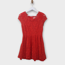 Anthropologie Coincidence & Chance Dress Womens Medium Red Orange Lace Fit Flare