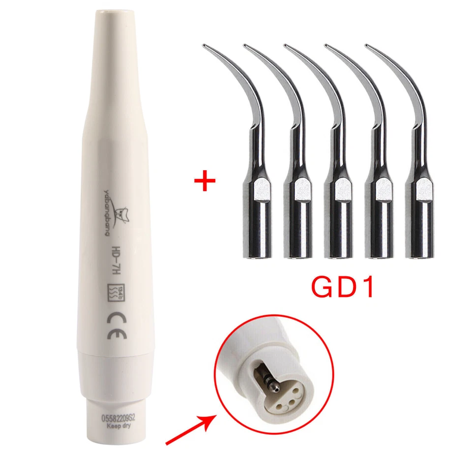 Dental Pieza de mano ultrasonidos compatible DTE SATELEC W/ 5 scaler Tips GD1 w*